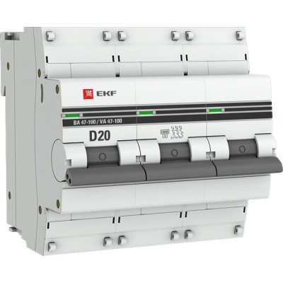 Автоматический выключатель EKF ВА 47-100 PROxima mcb47100-3-20D-pro
