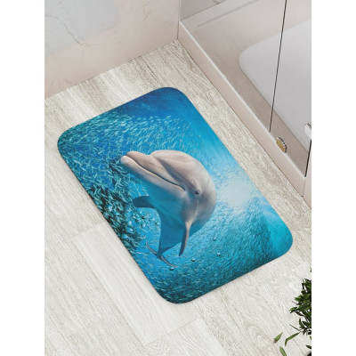 Противоскользящий коврик для ванной, сауны, бассейна JOYARTY Любопытный дельфин bath_20437