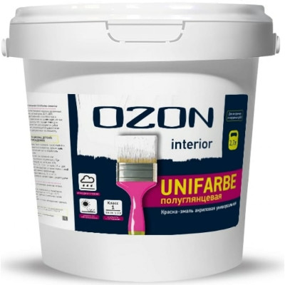 Универсальная акриловая эмаль OZON UNIFARBE-INTERIOR ВД-АК 157А ВД-АК-157А-3,3