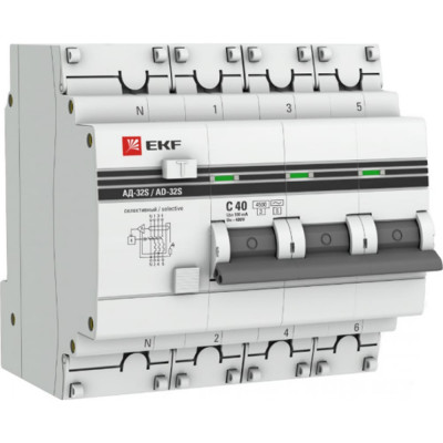 Селективный дифференциальный автомат EKF PROxima АД-32 DA32-40-300S-4P-pro