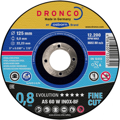 Отрезной диск по металлу DRONCO EvolutionAS60W BOX-10 6900841100