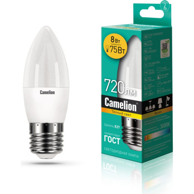 Светодиодная лампа Camelion LED8-C35/830/E27 12389