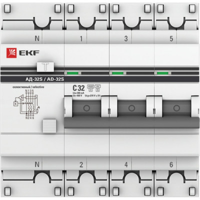 Дифференциальный автомат EKF PROxima АД-32 DA32-32-300S-4P-pro