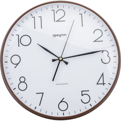 Круглые настенные бесшумные часы Apeyron цвет графит, пластик, диаметр 36 см PL2207-345-2