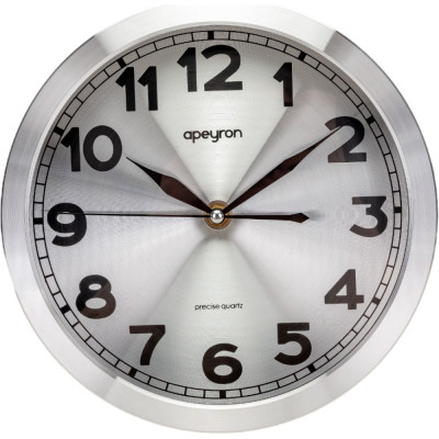 Круглые настенные бесшумные часы Apeyron металл, ø25,1 см с плавным ходом, батарейка 1АА ML2207-191-1
