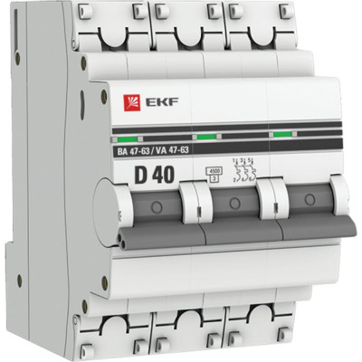 Автоматический выключатель EKF ВА 47-63 PROxima mcb4763-3-40D-pro