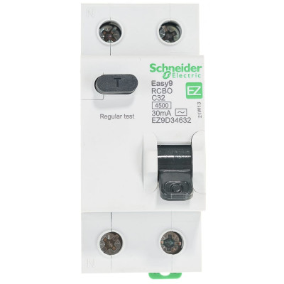 Дифавтомат Schneider Electric EASY 9 1п+N 2мод. С 32A 30mA AC 4.5кА EZ9D34632
