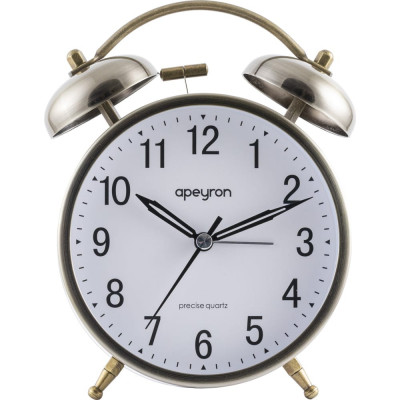 Бесшумные часы-будильник Apeyron подсветка, бронза, металл, размер 15.2x11.5 см MLT2207-515-5