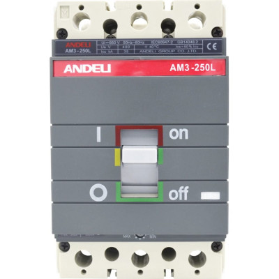 Автоматический выключатель ANDELI AM3-250S ADL06-135
