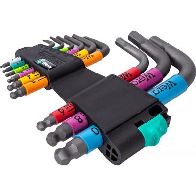 Набор Г-образных метрических ключей WERA 950/9 Hex-Plus Multicolour 2 BlackLaser WE-133164