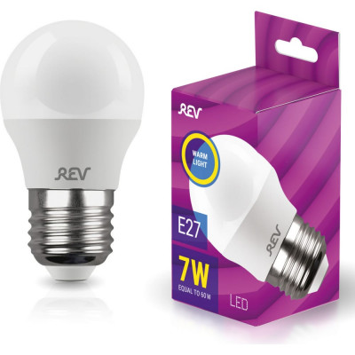 Светодиодная лампа REV LED G45 Е27 7Вт, 600Лм, 2700K 32342 6