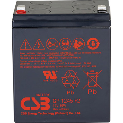 Аккумулятор для ИБП CSB GP1245 (12V16W) GP1245 (12V16W)