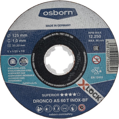 Отрезной диск по нержавейке DRONCO Superior AS60T INOX X-Lock 1921240100