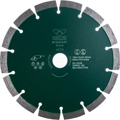 Сегментный алмазный диск по бетону KEOS Standart DBS02.180