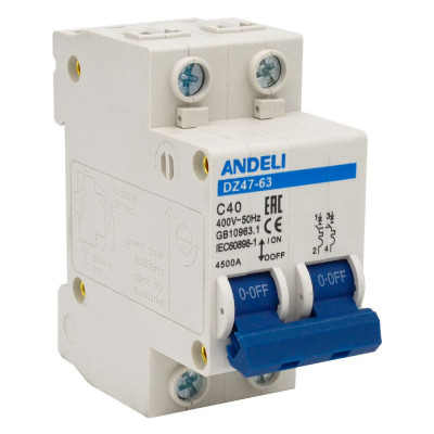 Автоматический выключатель ANDELI DZ47-63/2P ADL01-082