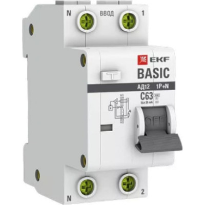 Электронный дифференциальный автомат EKF Basic АД-12 DA12-63-30-bas
