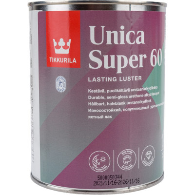 Алкидно уретановый универсальный износостойкий лак Tikkurila UNICA SUPER 60 55764040110