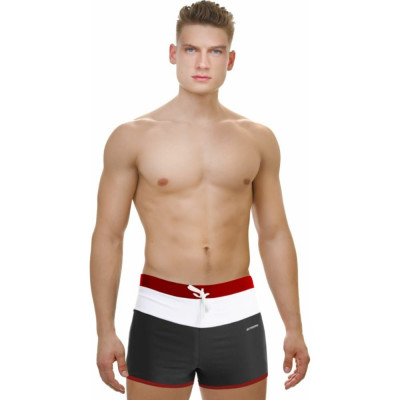Мужские плавки-шорты для бассейна ATEMI TSAE1C серый/красный, р. 52 00-00008325