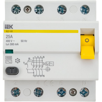 Выключатель дифференциального тока IEK ВД1-63 MDV10-4-025-300