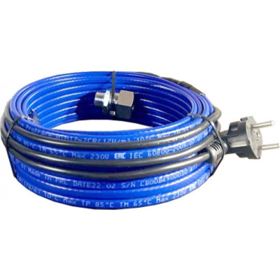 Греющий кабель для установки в трубу Истэк ГКвТ 12м синий