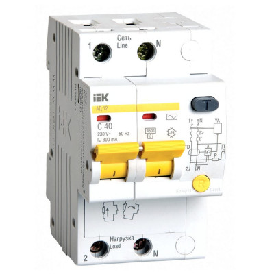 Автоматический выключатель дифференциального тока IEK АД-12 MAD10-2-040-C-300