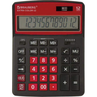 Настольный калькулятор BRAUBERG EXTRA COLOR-12-BKWR 250479