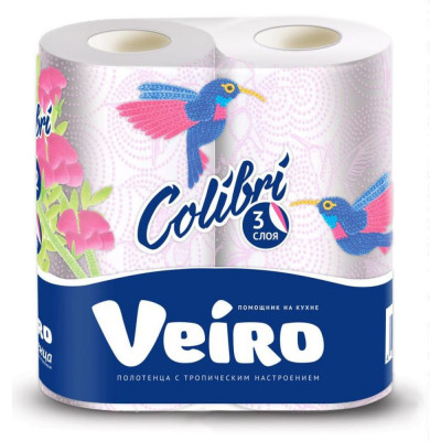 Трехслойые полотенца бумажные VEIRO Linia Colibri 8П32