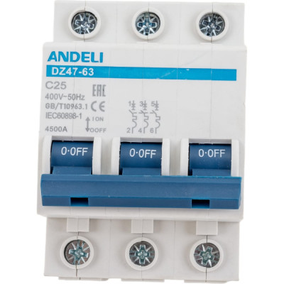 Автоматический выключатель ANDELI DZ47-63 ADL01-094