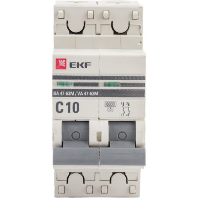 Автоматический выключатель EKF ВА 47-63M PROxima mcb4763m-6-2-10C-pro