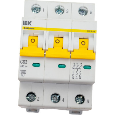 Автоматический выключатель IEK ВА47-60M MVA31-3-063-C