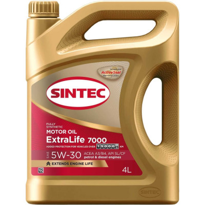 Синтетическое моторное масло Sintec extralife 7000 sae 5w-30, api sn/cf, acea a3/b4 600256