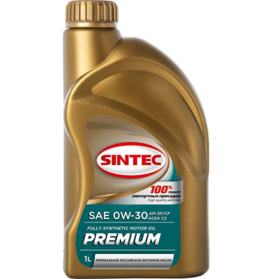 Синтетическое моторное масло Sintec premium sae 0w-30 api sp/cf acea c3, 322765