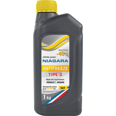 Охлаждающая жидкость NIAGARA Антифриз Type-D 40, желтый 13001004058