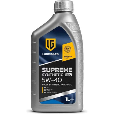Моторное масло lubrigard SUPREME SYNTHETIC PRO 5W-40 LGPSPMS540CH12