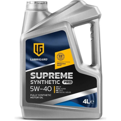 Моторное масло lubrigard SUPREME SYNTHETIC PRO 5W-40 LGPSPMS540CH16