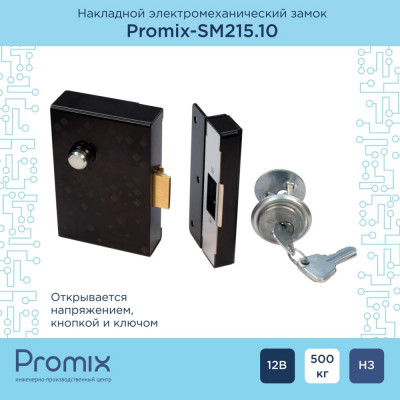 Электромеханический накладной замок для запирания распашных дверей и калиток PROMIX Promix-SM215.10