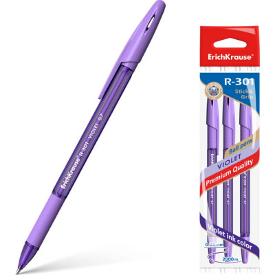 Шариковая ручка ErichKrause R-301 Violet Stick Grip 44595