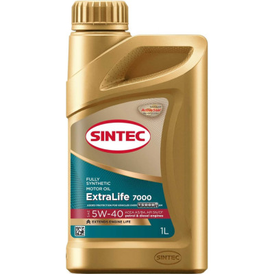 Синтетическое моторное масло Sintec extralife 7000 sae 5w-40, api sn/cf, acea a3/b4 600253
