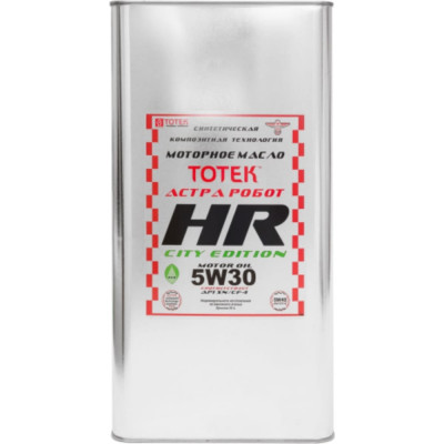 Синтетическое моторное масло ТОТЕК HR-City Edition SAE 5W30 HRCE530005