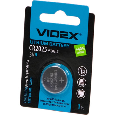 Литиевый элемент питания Videx VID-CR2025-1BL