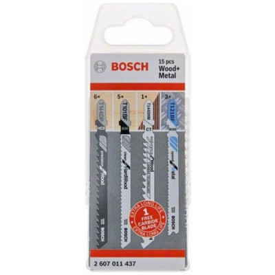 Набор лобзиковых пилок по дереву, металлу Bosch 14+1 2607011437
