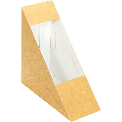 Треугольная крафт упаковка для бутербродов, сэндвичей PapStar PS-85691