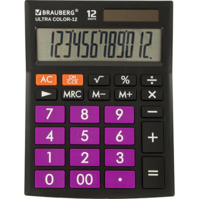 Настольный калькулятор BRAUBERG ULTRA COLOR-12-BKPR 250501