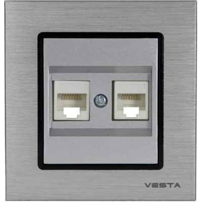 Двойная розетка для сетевого кабеля Vesta Electric Exclusive Silver Metallic FRZ00041019SER