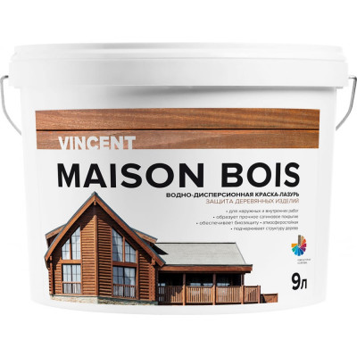 Водно-дисперсионная краска-лазурь для защиты деревянных изделий Vincent MAISON BOIS 105-009