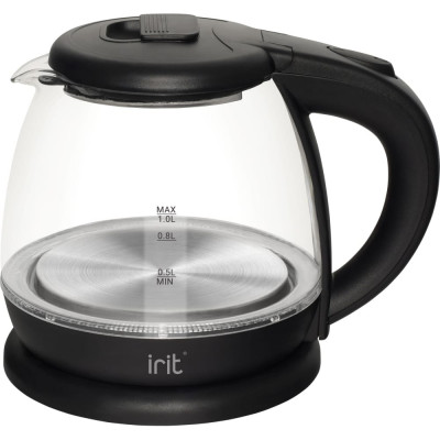 Стеклянный электрический чайник IRIT IR-1111 (черный)