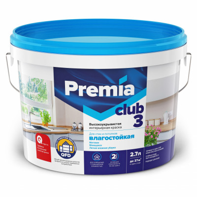 Влагостойкая краска для стен и потолков Premia Club О03899