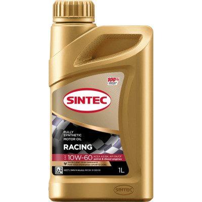 Синтетическое моторное масло для гоночных и спортивных автомобилей Sintec racing sae 10w-60, api sn/cf, acea a3/b4 999842