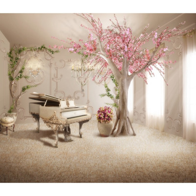 Фотообои Dekor Vinil 3D Комната с деревом и роялем 7042dv