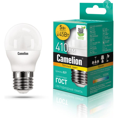 Электрическая лампа светодиодная Camelion lEDRB/5-G45/830/E27 15059